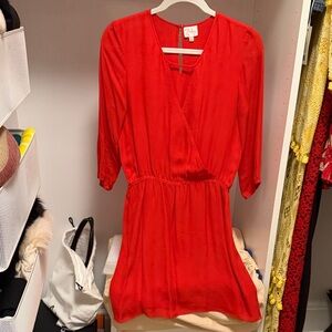 Parker Vibrant Red Long Sleeve Dress